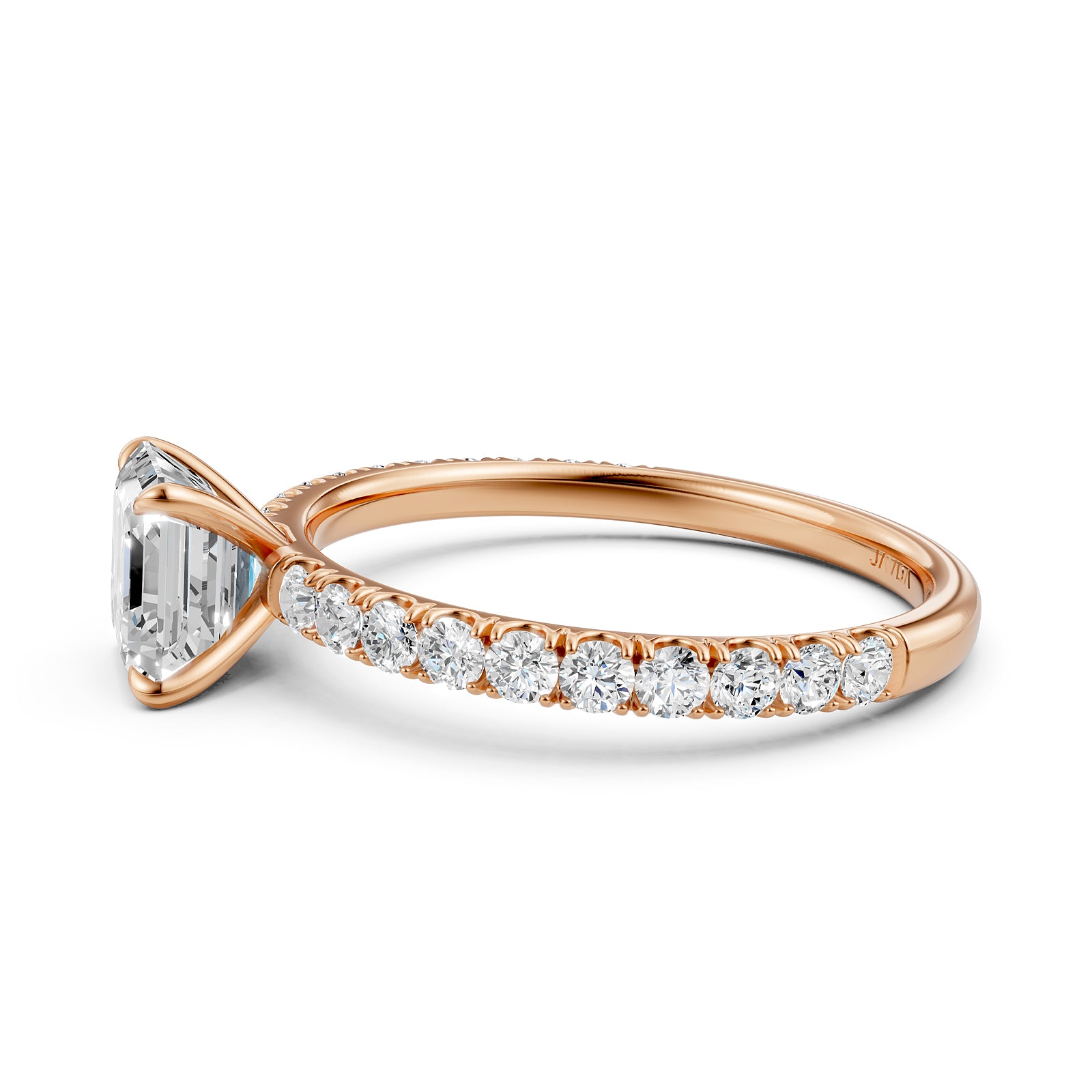 Asscher Diamond Engagement U Cut Prong Setting Ring 14K White Gold